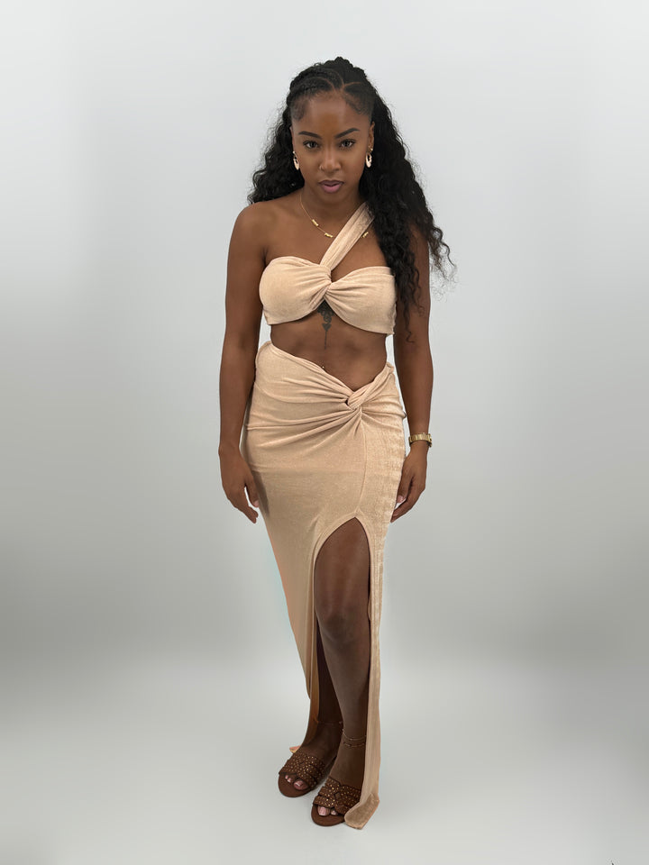 Vestido de festa para mulher – Bege – Pharaonique