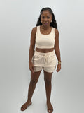 Conjunto Anubis de crop top y short – Beige – Pharaonique