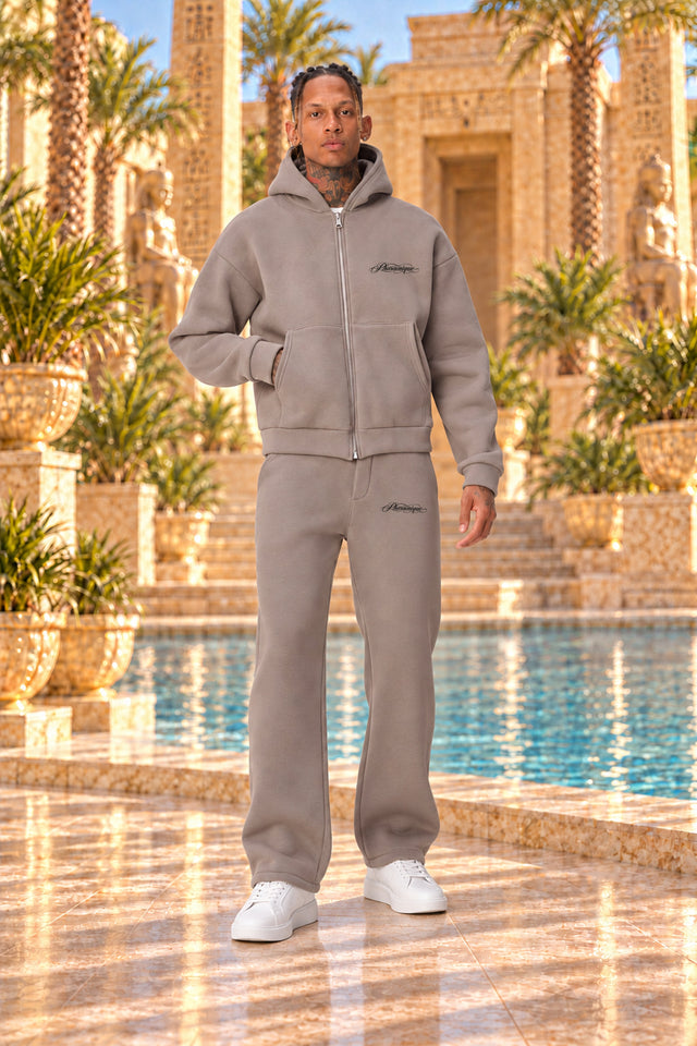 Ensemble sweat zippé et pantalon homme New Pharaon Brown – vue de face