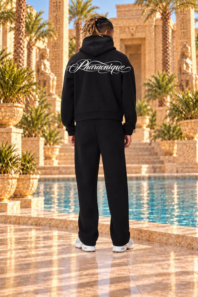 Ensemble sweat zippé et pantalon homme New Pharaon Noir – vue de dos