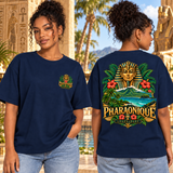 T-shirt oversize Femme Guadeloupe - Bleu marine - avant et dos