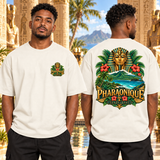 T-shirt oversize Homme Guadeloupe - Blanc cassé - avant et dos