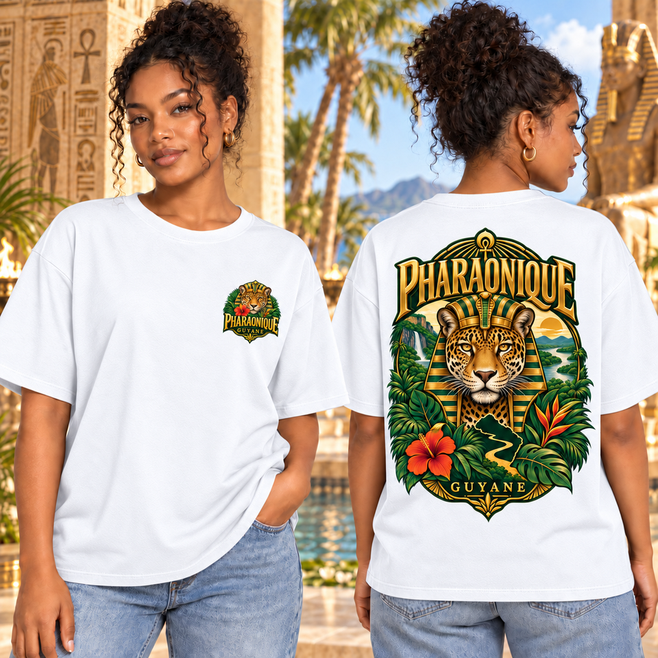 T-shirt oversize Guyane Femme Blanc – vue avant et dos