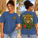 T-shirt oversize Guyane Femme Denim – vue avant et dos