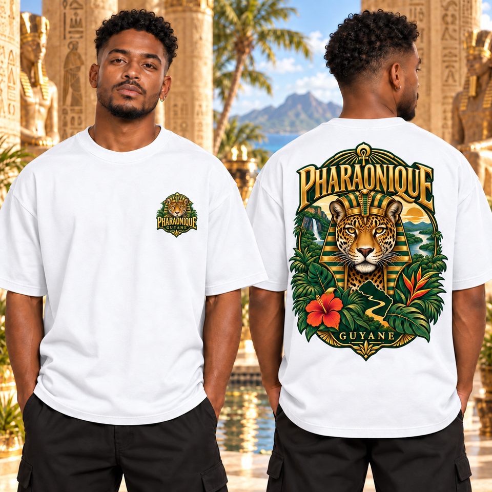 T-shirt oversize Guyane Homme Blanc – vue avant et dos