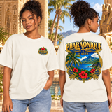 T-shirt oversize Haïti Femme Blanc cassé – vue avant et dos