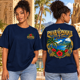 T-shirt oversize Haïti Femme Bleu marine – vue avant et dos