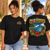 T-shirt oversize Haïti Femme Noir – vue avant et dos