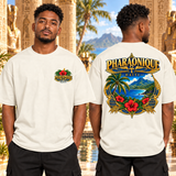 T-shirt oversize Haïti Homme Blanc cassé – vue avant et dos