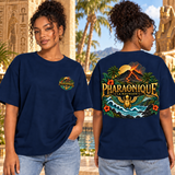 T-shirt oversize La Réunion Femme Bleu marine – vue avant et dos