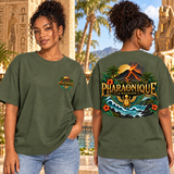 T-shirt oversize La Réunion Femme Kaki – vue avant et dos