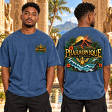 T-shirt oversize La Réunion Homme Denim – vue avant et dos