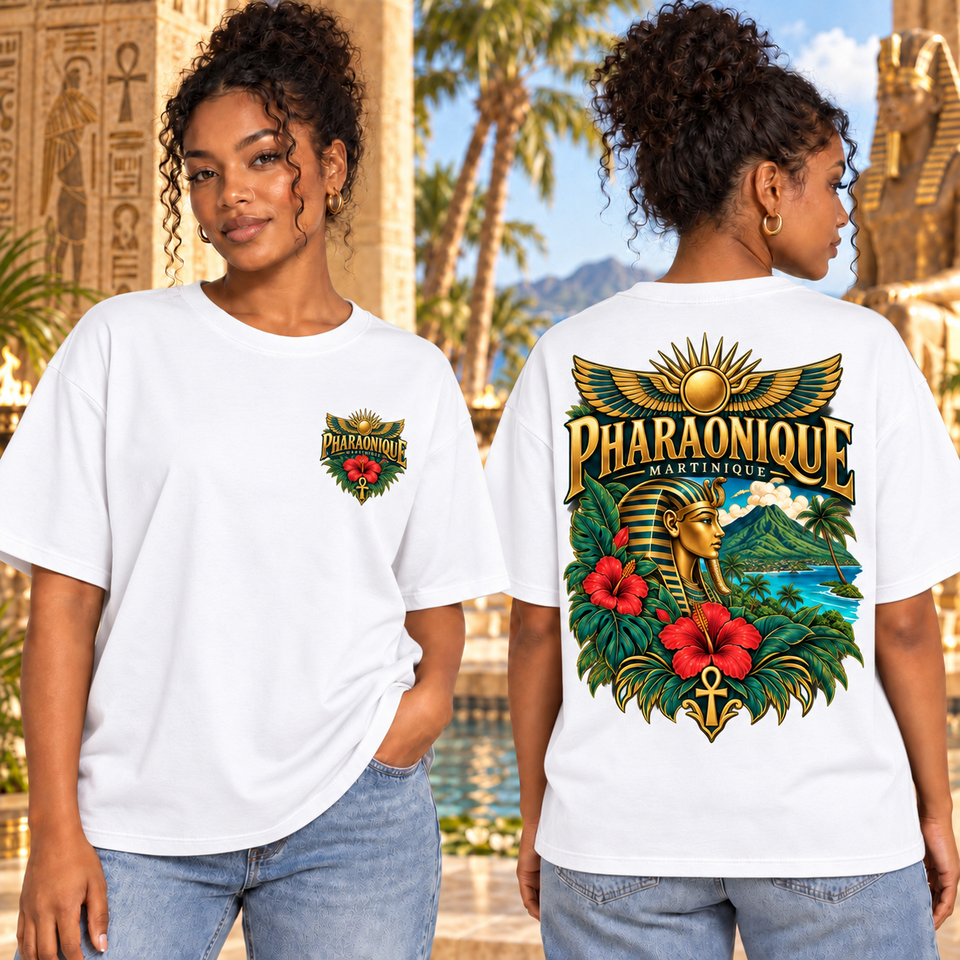 T-shirt oversize Martinique Femme Blanc – vue avant et dos