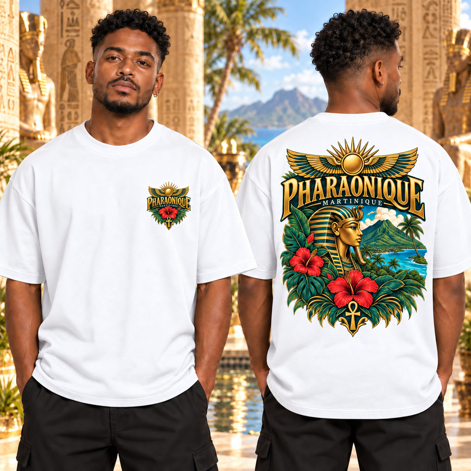 T-shirt oversize Martinique Homme Blanc – vue avant et dos