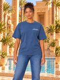 T-shirt oversize femme New Pharaon Denim, vue de face, logo Pharaonique côté cœur