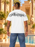 T-shirt oversize homme New Pharaon Blanc, vue de dos, logo Pharaonique dans le haut du dos