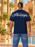 T-shirt oversize homme New Pharaon Bleu marine, vue de dos, logo Pharaonique dans le haut du dos