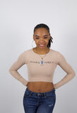 Crop top Power de manga comprida – Bege – Pharaonique