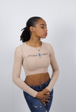 Crop top Power de manga comprida – Bege – Pharaonique