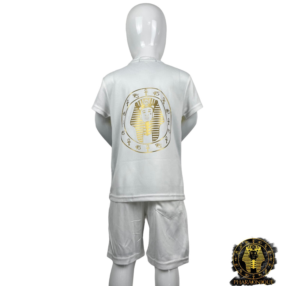 Conjunto infantil de t-shirt e calções – Branco – Pharaonique