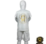 Conjunto infantil de t-shirt e calções – Branco – Pharaonique