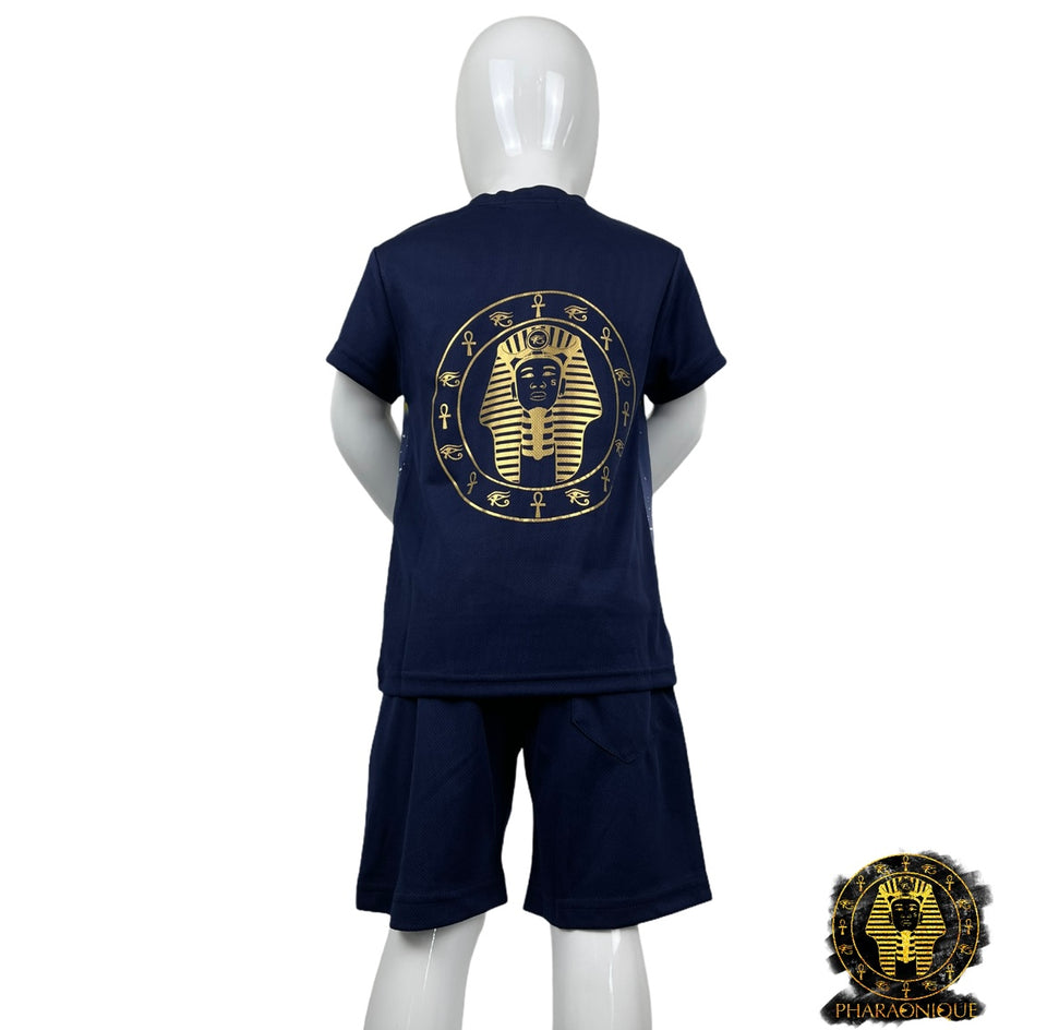 Conjunto infantil de t-shirt e calções – Azul – Pharaonique