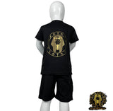 Conjunto infantil de t-shirt e calções – Preto – Pharaonique