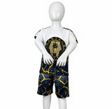 Ensemble enfant Ramsès Pharaonique, tee-shirt et short présentés sur mannequin